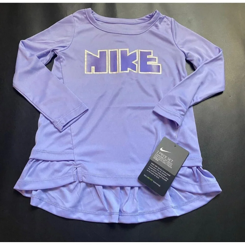 NWT Nike Glitter Peplum Tunic & Leggings Set Girls Size 3T